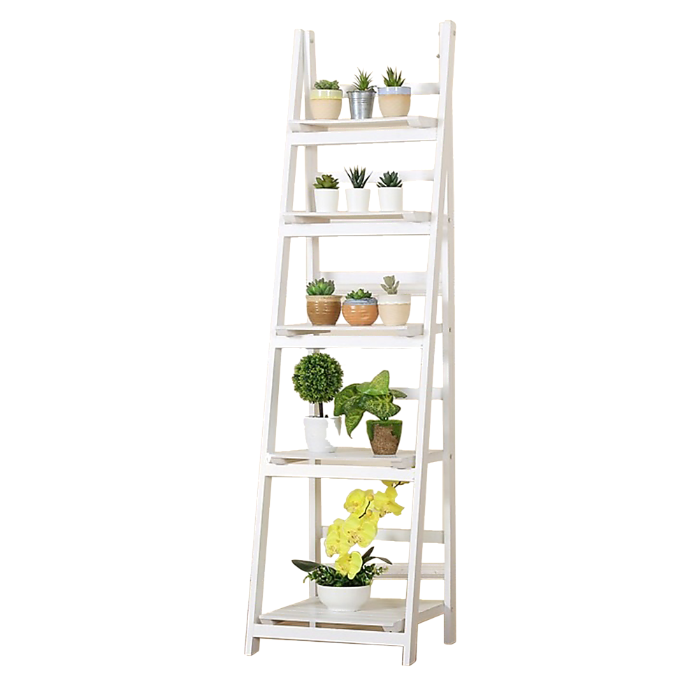 5 Tier Wooden Ladder Shelf Stand Storage Book Shelves Shelving Display Rack 5