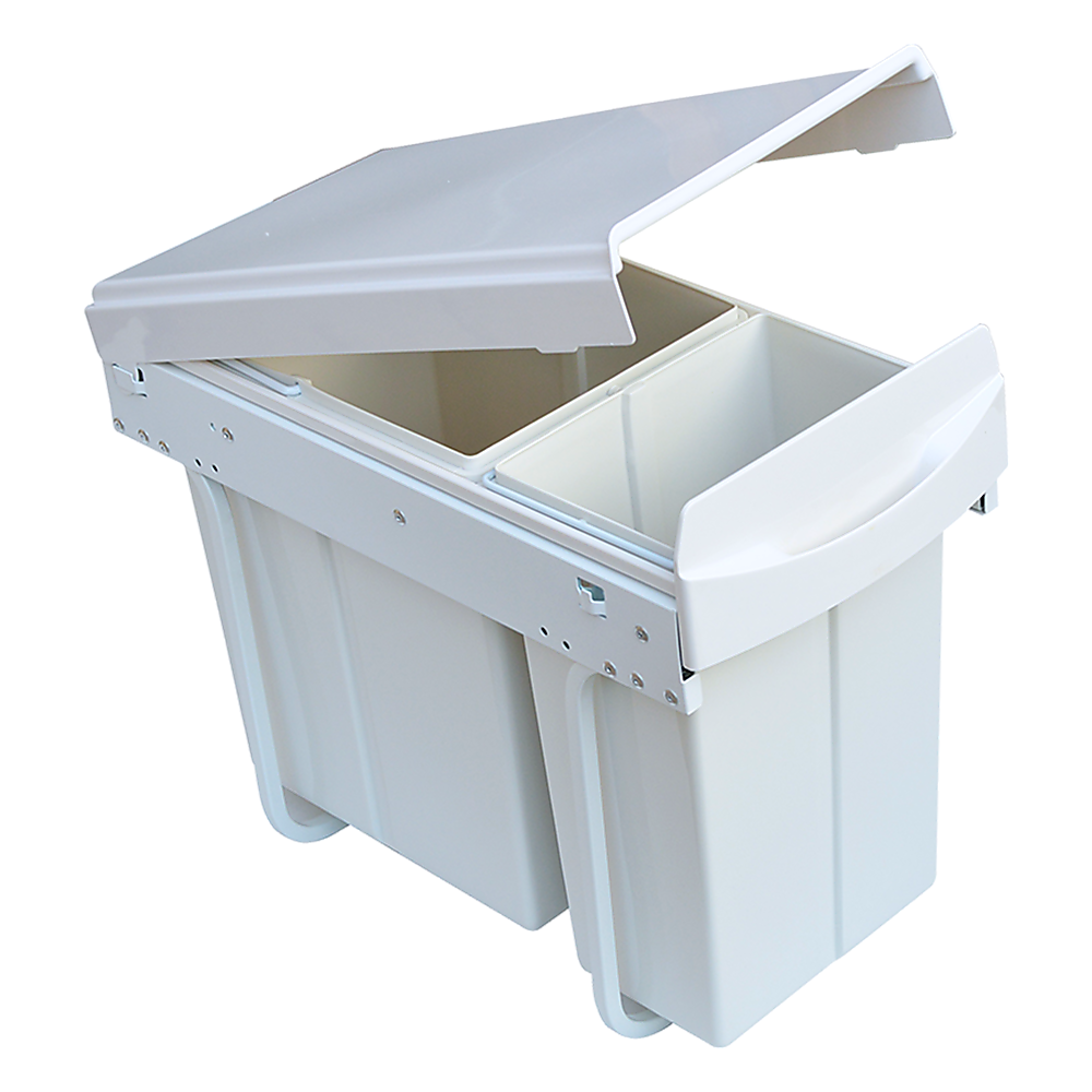 Pull Out Bin Kitchen Double Dual Slide Garbage Rubbish Waste 10L+20L 7