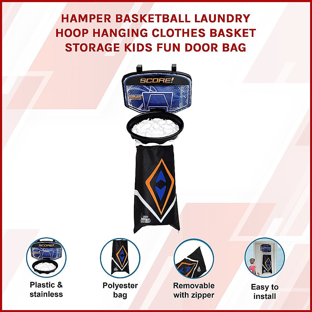 Hamper Basketball Laundry Hoop Hanging Clothes Basket Storage Kids Fun Door Bag 3