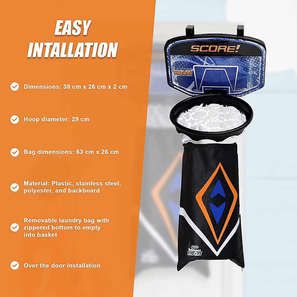 Hamper Basketball Laundry Hoop Hanging Clothes Basket Storage Kids Fun Door Bag 9