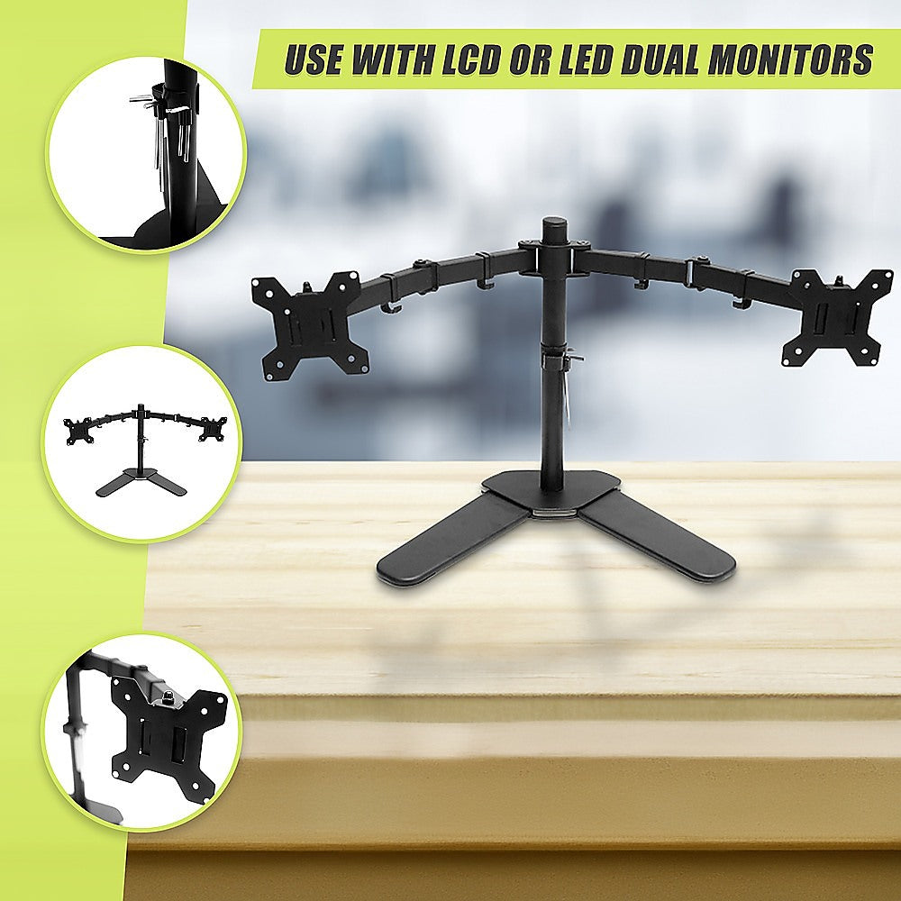 13"-27" Dual Screen Monitor Stand TV Bracket Computer Display Desk Mount Holder 6