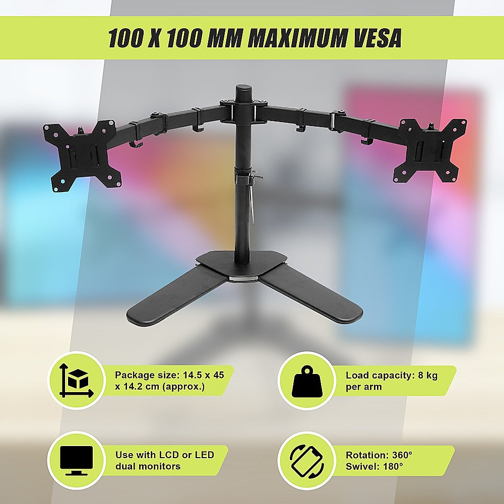 13"-27" Dual Screen Monitor Stand TV Bracket Computer Display Desk Mount Holder 7