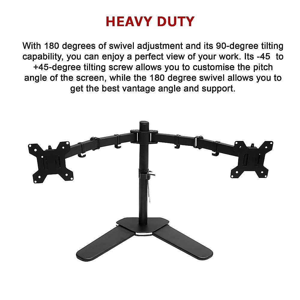 13"-27" Dual Screen Monitor Stand TV Bracket Computer Display Desk Mount Holder 8