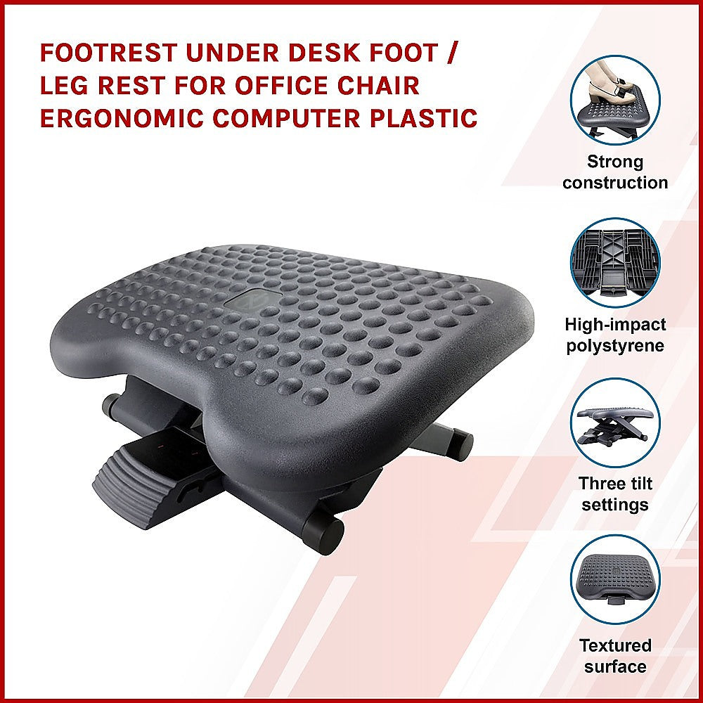 Footrest Under Desk Foot / Leg Rest for Office Chair Ergonomic Computer Plastic 3
