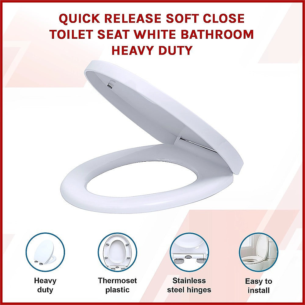 Quick Release Soft Close Toilet Seat White Bathroom Heavy Duty 3