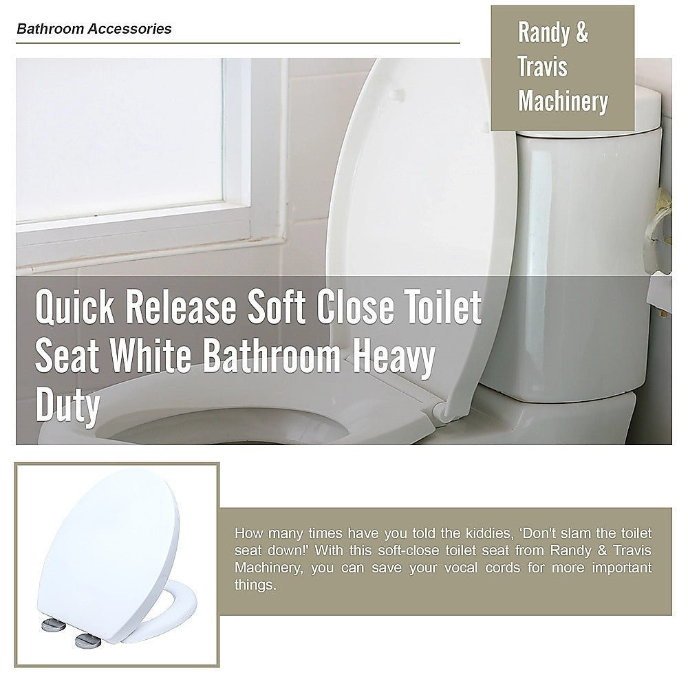 Quick Release Soft Close Toilet Seat White Bathroom Heavy Duty 9