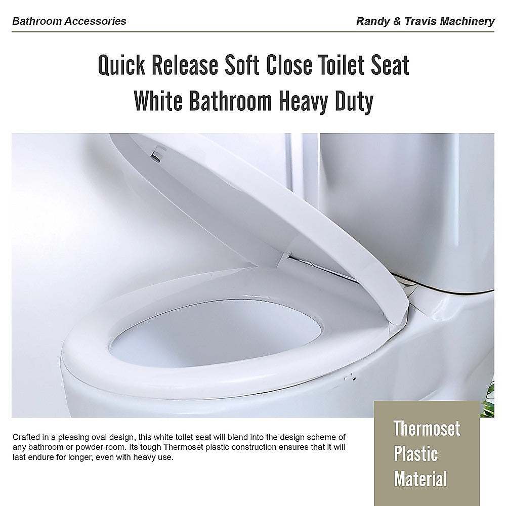 Quick Release Soft Close Toilet Seat White Bathroom Heavy Duty 10