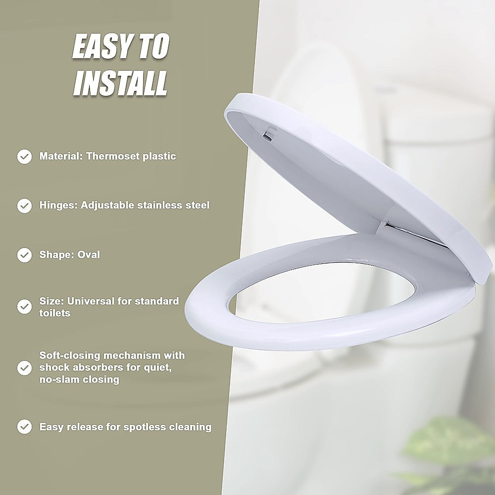 Quick Release Soft Close Toilet Seat White Bathroom Heavy Duty 11