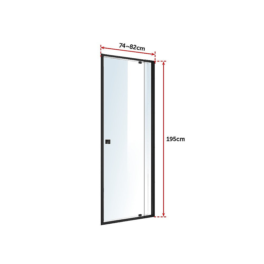 Adjustable Semi Frameless Shower Screen (74~82) x 195cm Australian Safety Glass 4