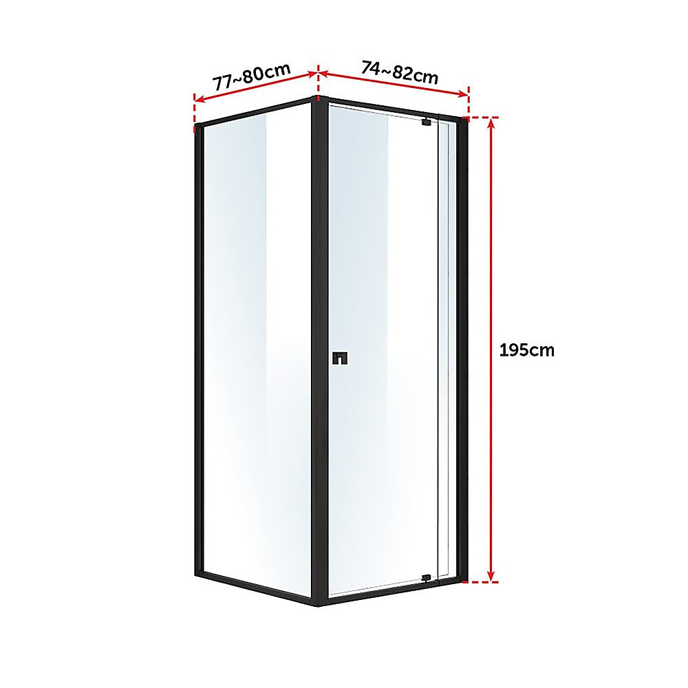 Semi Frameless Shower Screen (74~82)x 195cm & (77~80)x 195cm Side AS/NZS Glass 6