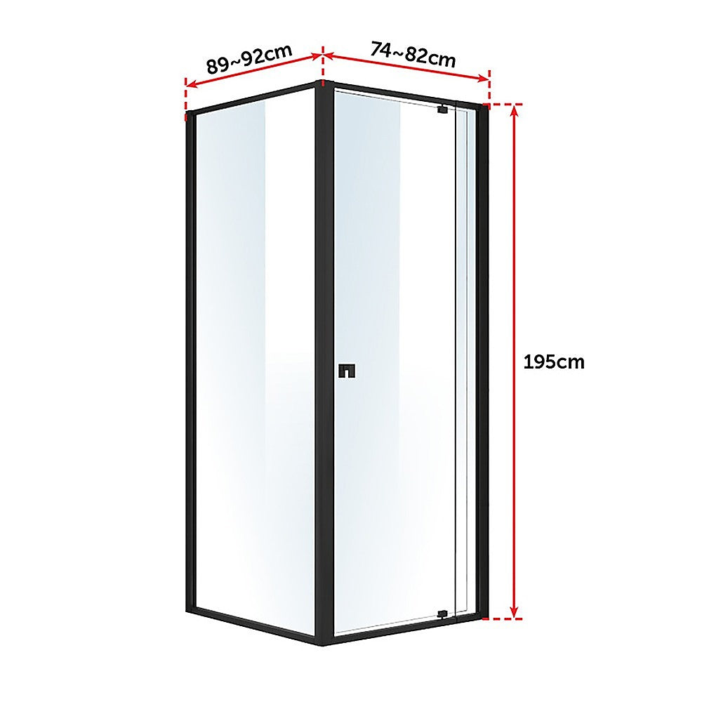 Semi Frameless Shower Screen (74~82)x 195cm & (89~92)x 195cm Side AS/NZS Glass 6