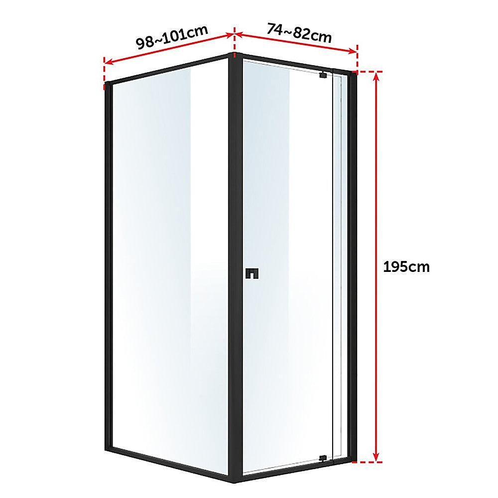 Semi Frameless Shower Screen (74~82)x 195cm & (98~101)x 195cm Side AS/NZS Glass 6