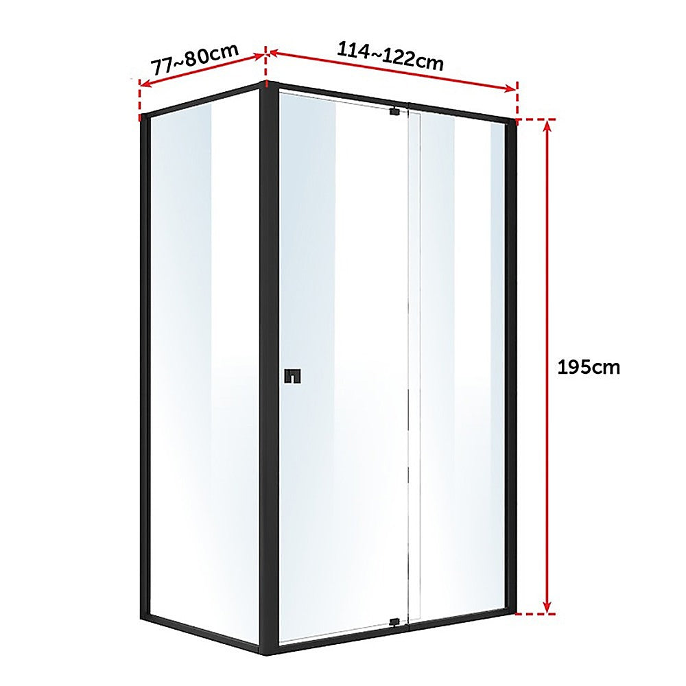 Semi Frameless Shower Screen (114~122)x 195cm & (77~80)x 195cm Side AS/NZS Glass 6