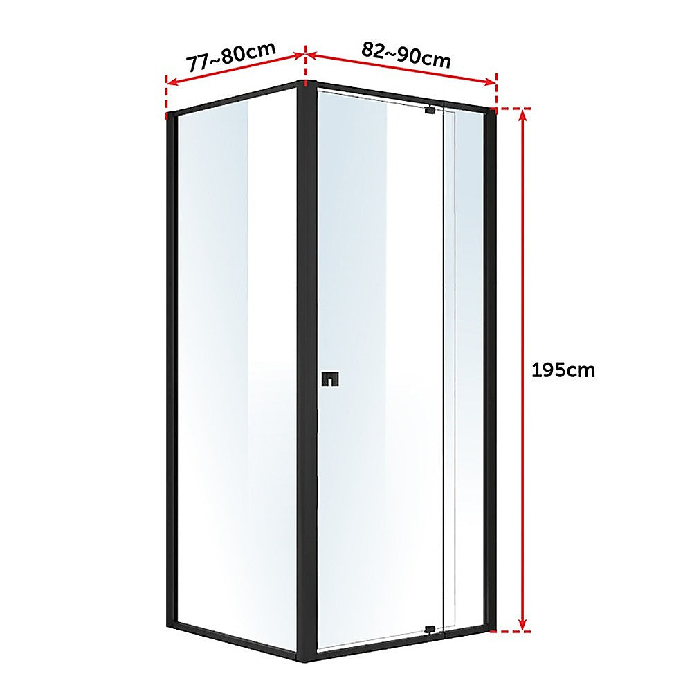 Semi Frameless Shower Screen (82~90)x 195cm & (77~80)x 195cm Side AS/NZS Glass 6