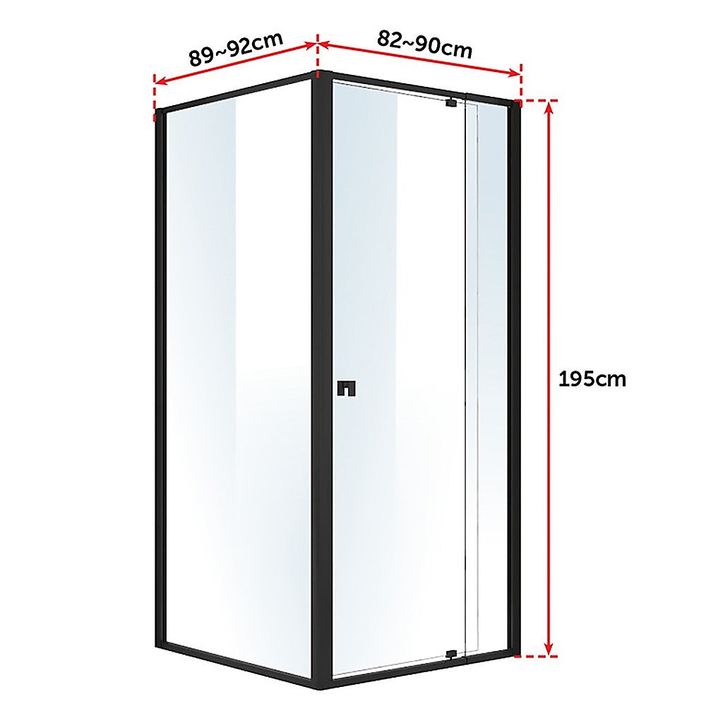 Semi Frameless Shower Screen (82~90)x 195cm & (89~92)x 195cm Side AS/NZS Glass 6
