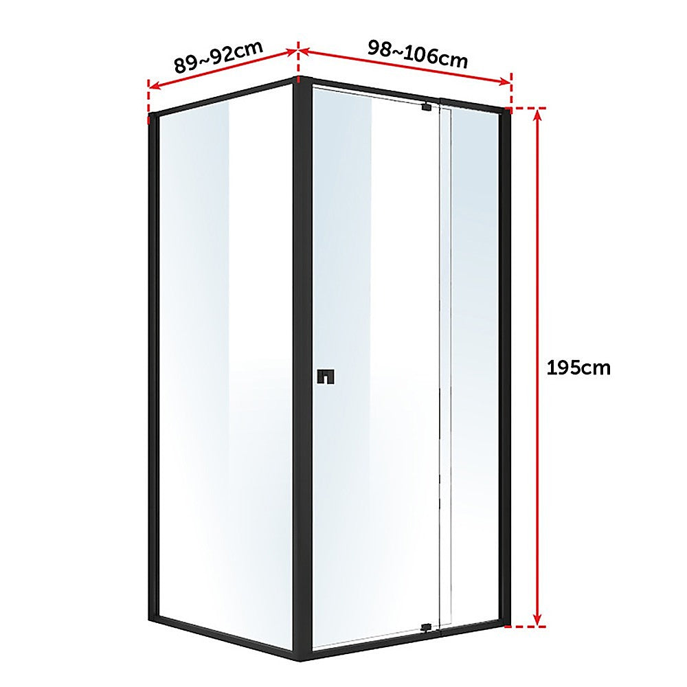 Semi Frameless Shower Screen (98~106)x 195cm & (89~92)x 195cm Side AS/NZS Glass 6