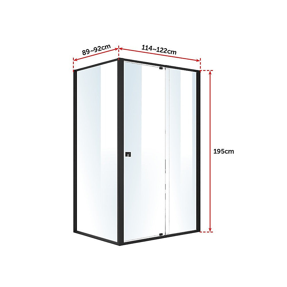 Semi Frameless Shower Screen (114~122)x 195cm & (89~92)x 195cm Side AS/NZS Glass 6