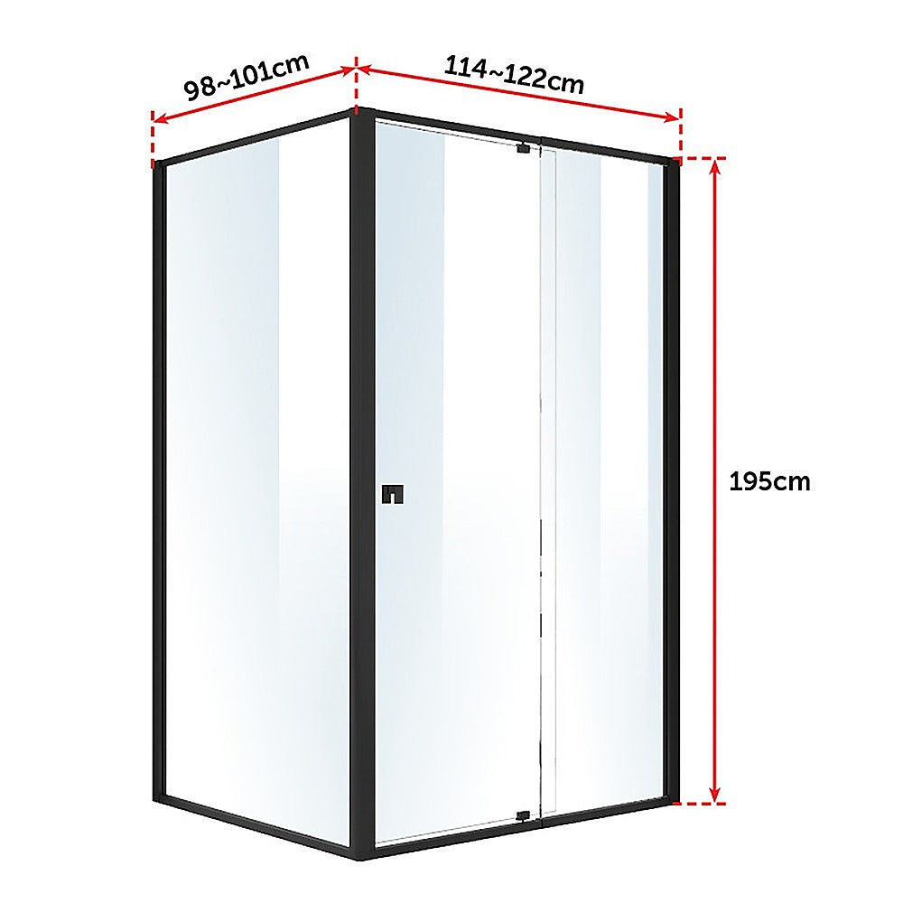 Semi Frameless Shower Screen (114~122)x 195cm & (98~101)x195cm Side AS/NZS Glass 6