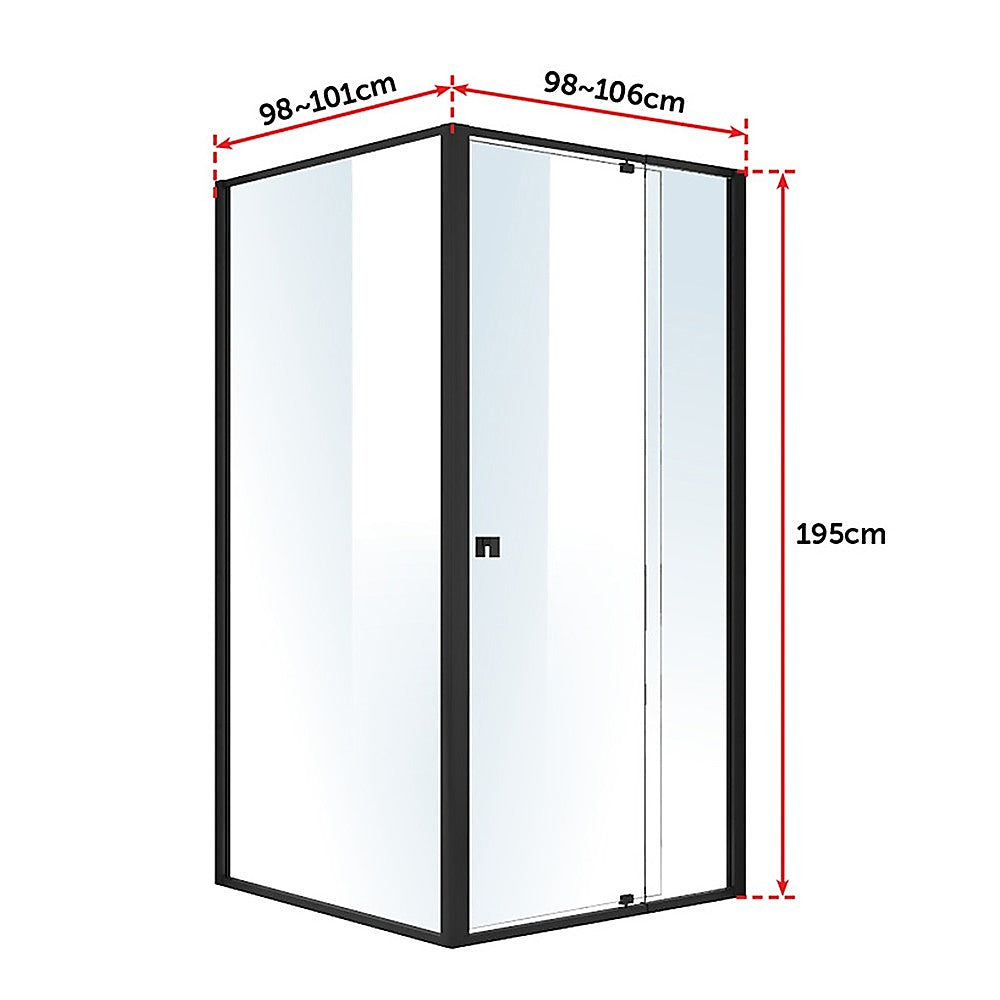 Semi Frameless Shower Screen (98~106)x 195cm & (98~101)x 195cm Side AS/NZS Glass 6
