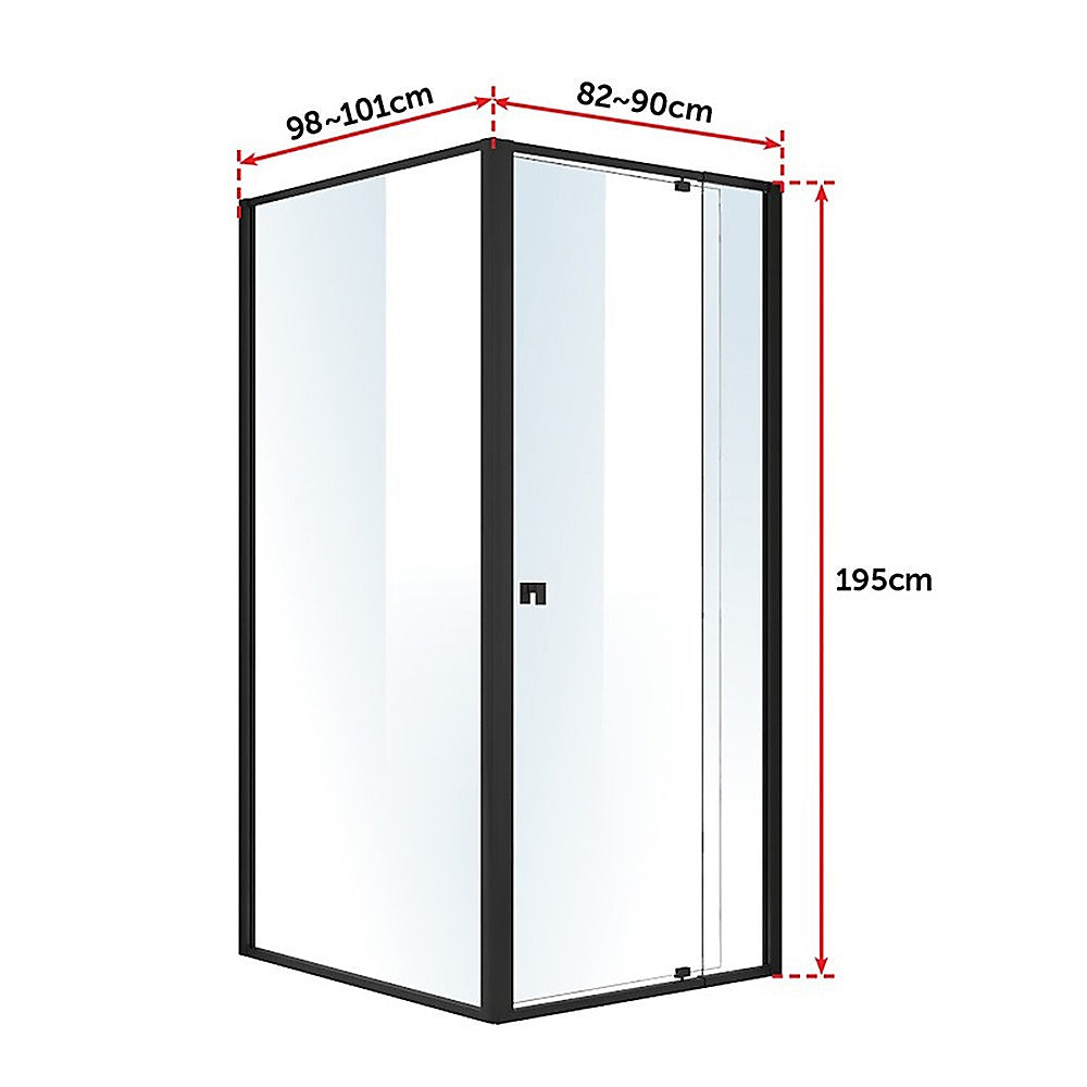 Semi Frameless Shower Screen (82~90)x 195cm & (98~101)x 195cm Side AS/NZS Glass 6