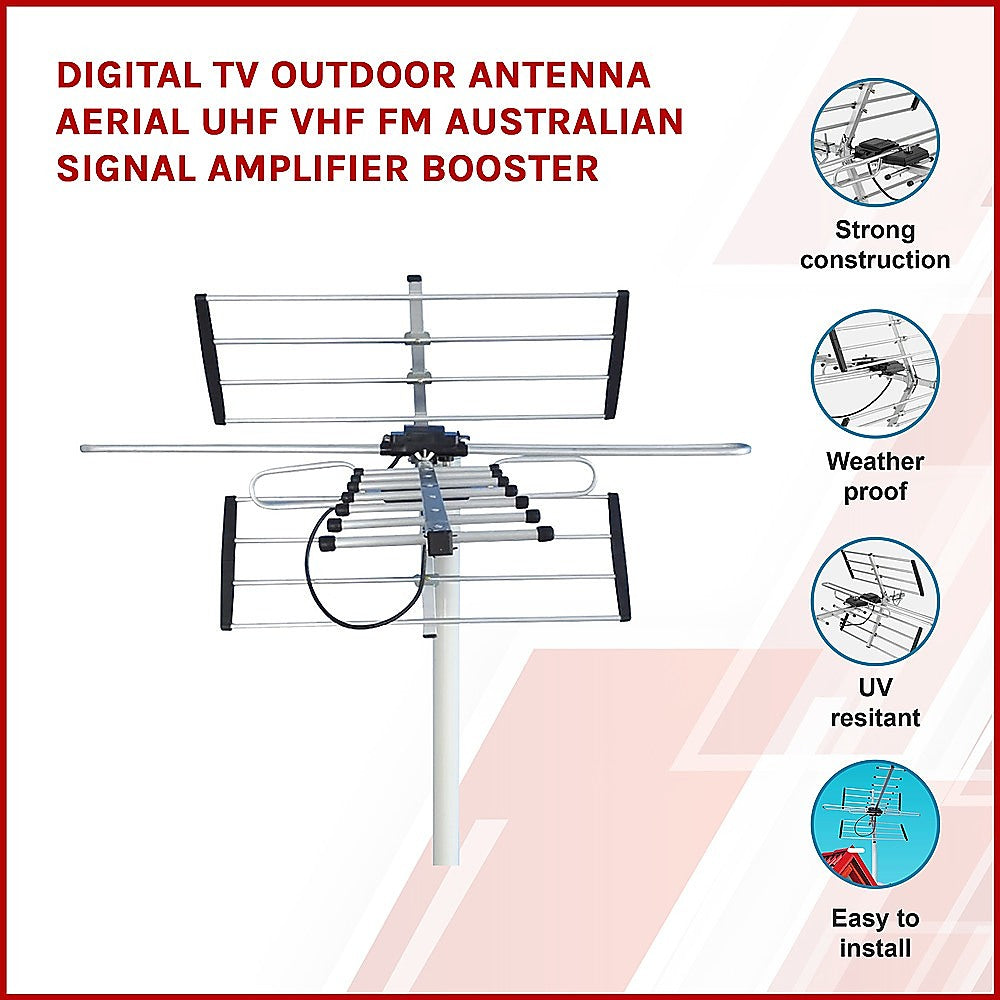 Digital TV Outdoor Antenna Aerial UHF VHF FM AUSTRALIAN Signal Amplifier Booster 3