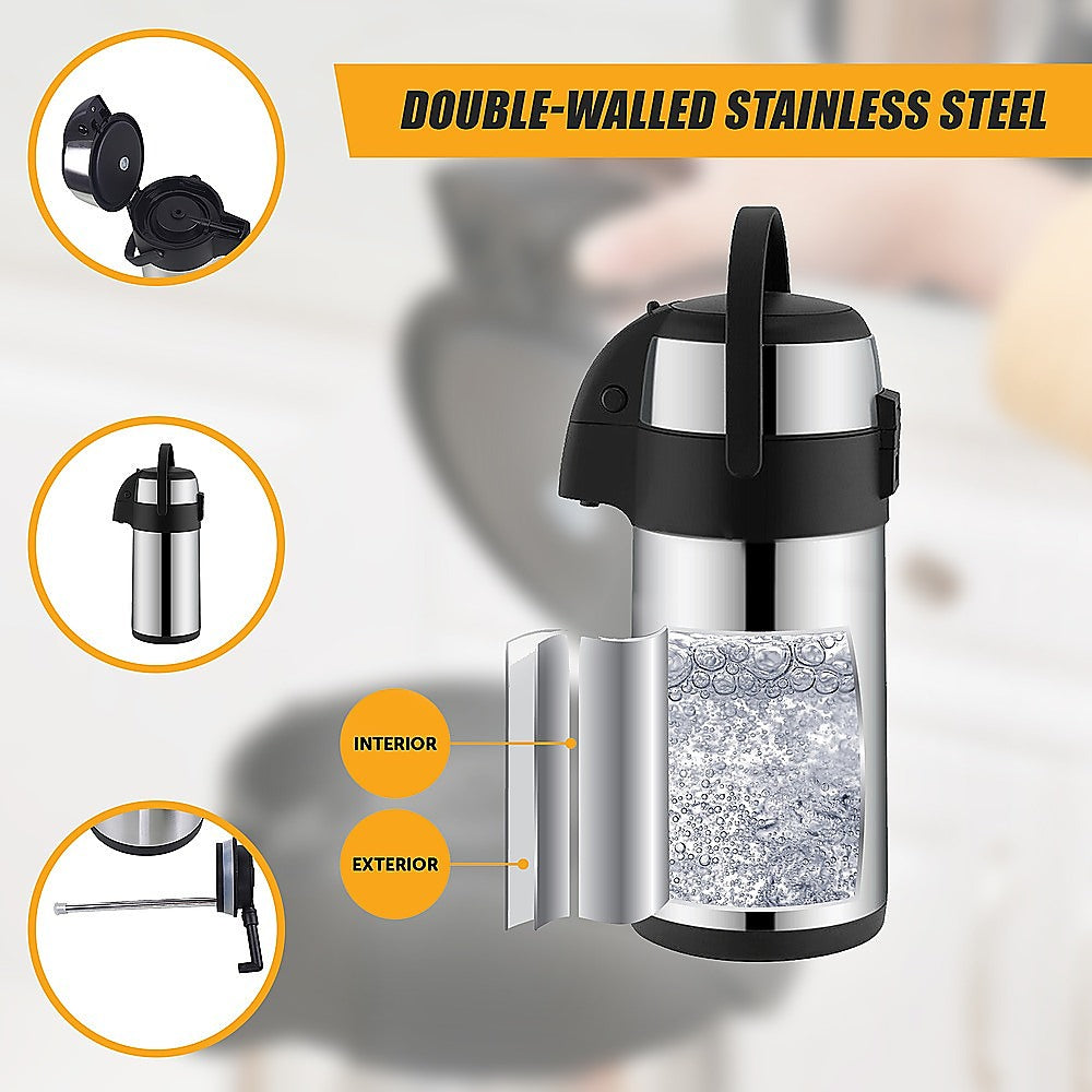 Air Pot for Tea Coffee 5L Pump Action Insulated Airpot Flask Drink Dispenser 8