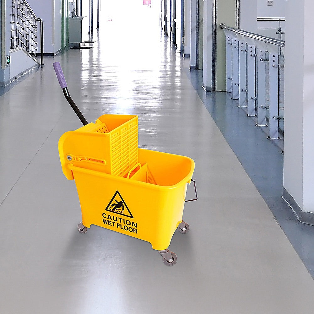20L Deluxe Mop Wringer Bucket Side Press Janitor Commercial Cleaning 5