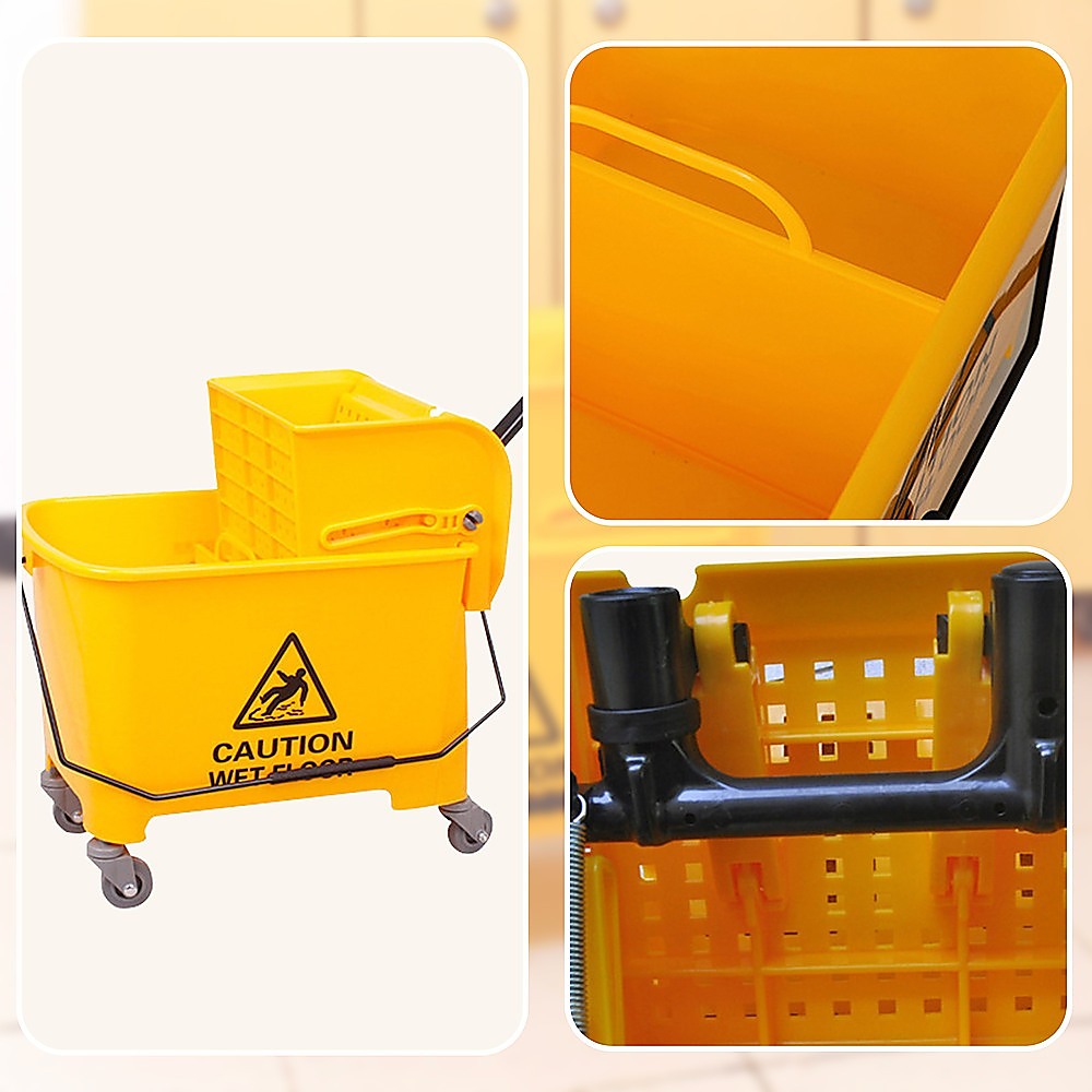 20L Deluxe Mop Wringer Bucket Side Press Janitor Commercial Cleaning 8