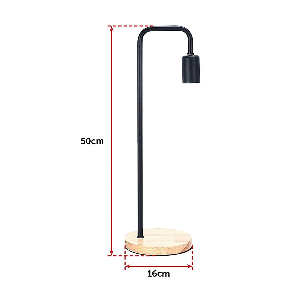 Modern Table lamp Desk Light Timber Base Bedside Bedroom Black 8