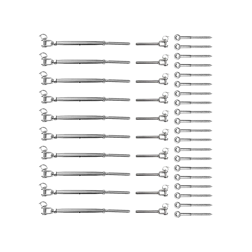 Stainless Steel Wire Rope DIY Balustrade Kit Jaw/Swage Fork Turnbuckle - 10 pack 3