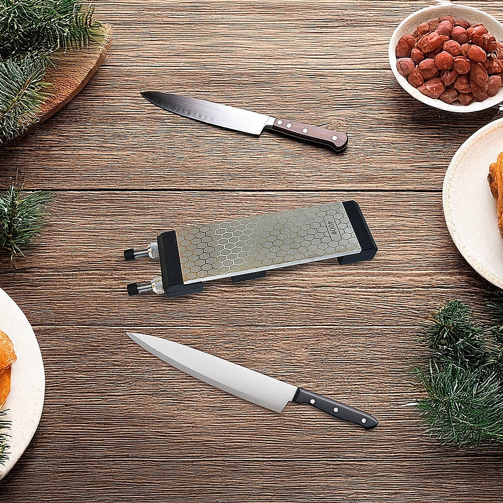 Double-Sided Diamond Knife Sharpeners Sharpening Stone W/ Stone Holder 6