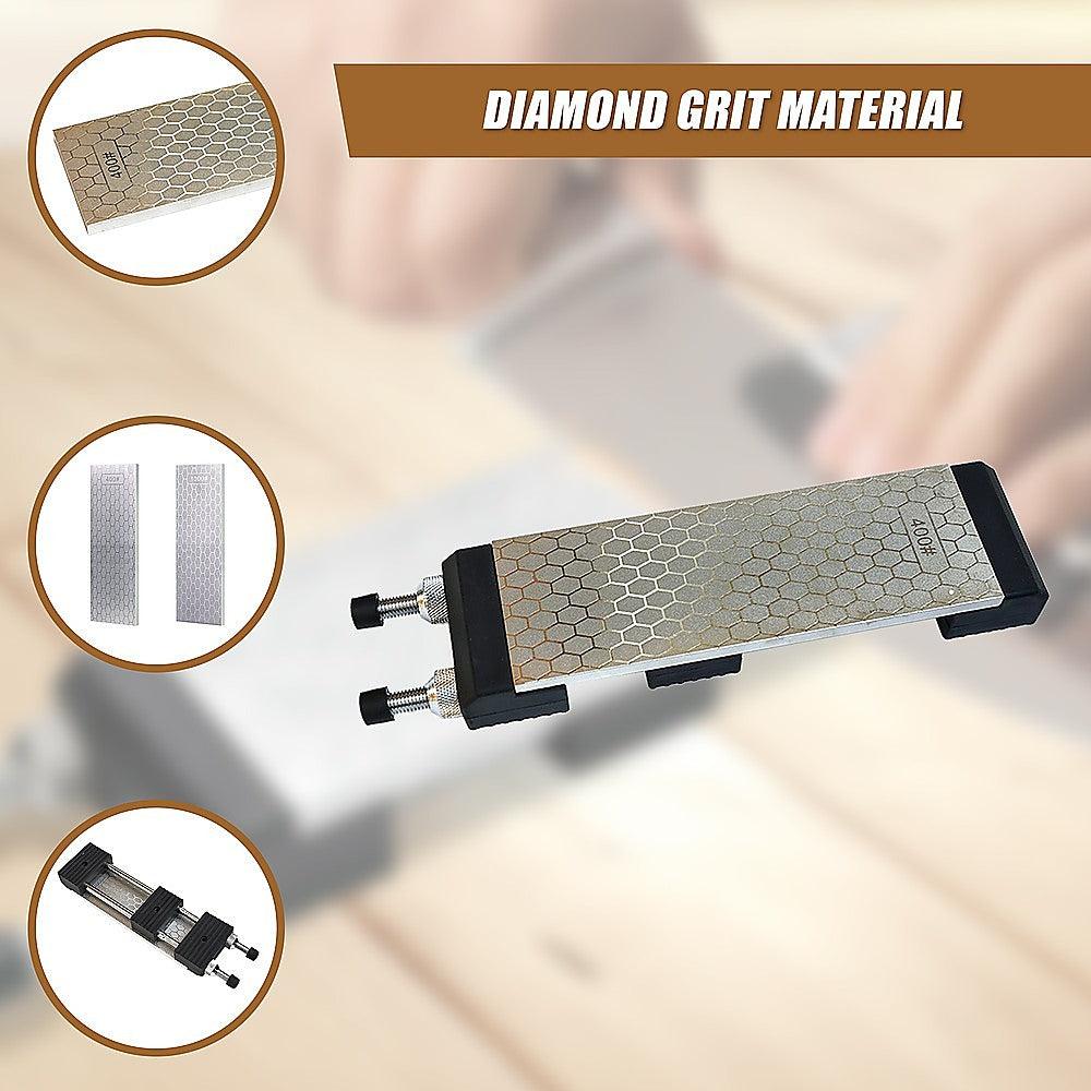 Double-Sided Diamond Knife Sharpeners Sharpening Stone W/ Stone Holder 8
