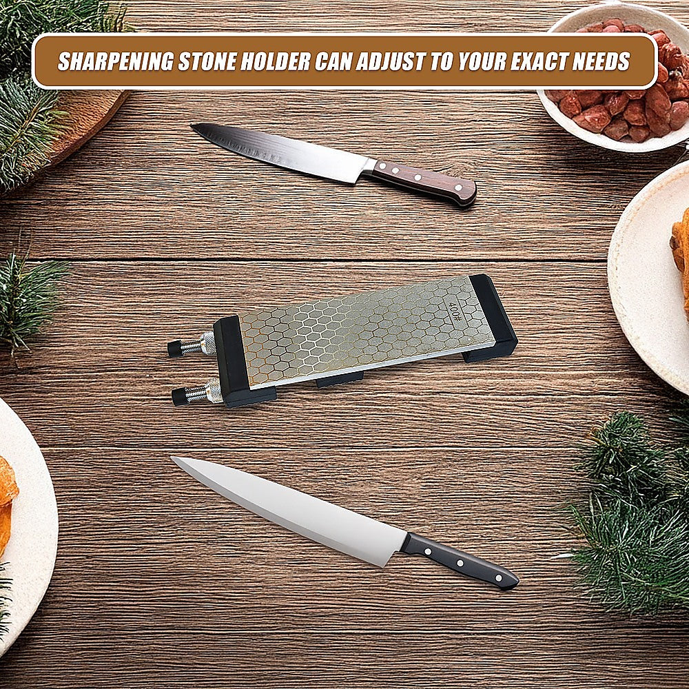 Double-Sided Diamond Knife Sharpeners Sharpening Stone W/ Stone Holder 9