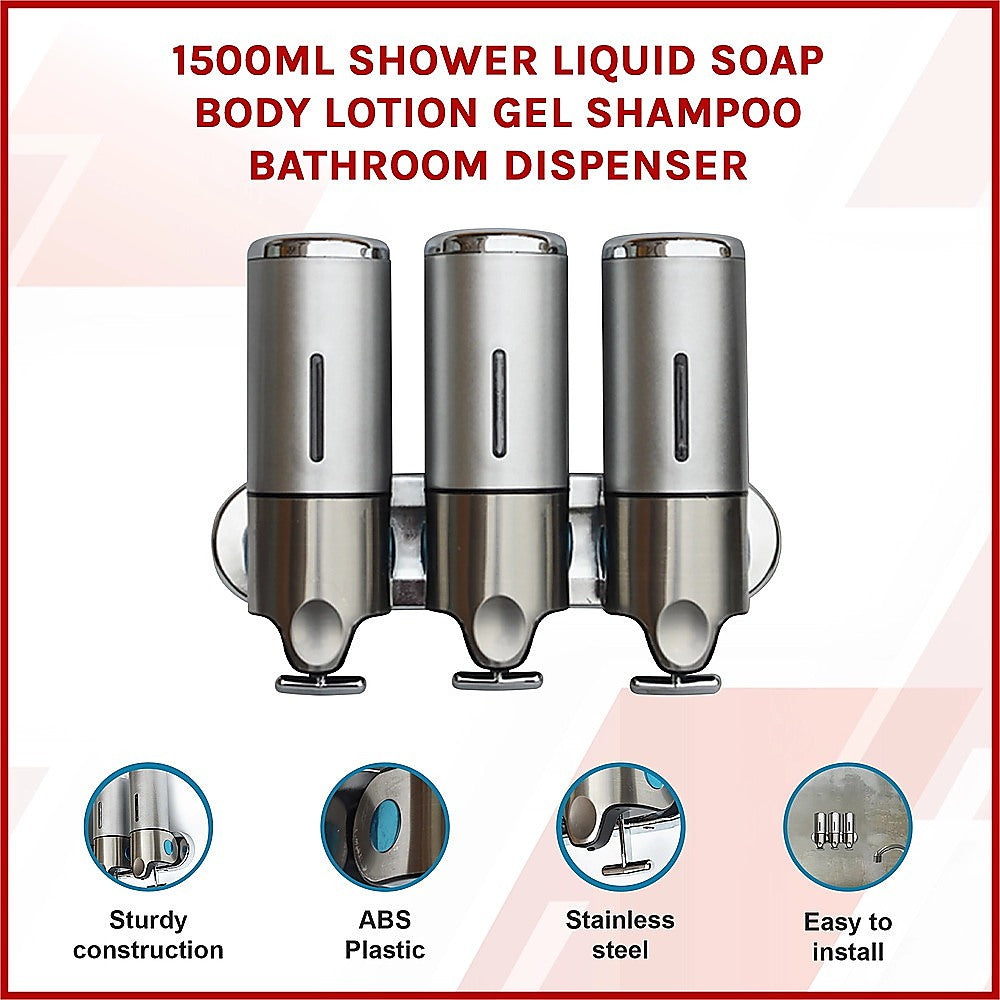1500ml Shower Liquid Soap Body Lotion Gel Shampoo Bathroom Dispenser 3