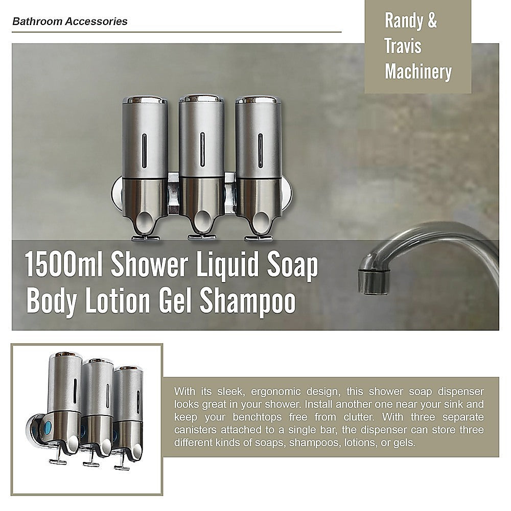 1500ml Shower Liquid Soap Body Lotion Gel Shampoo Bathroom Dispenser 8