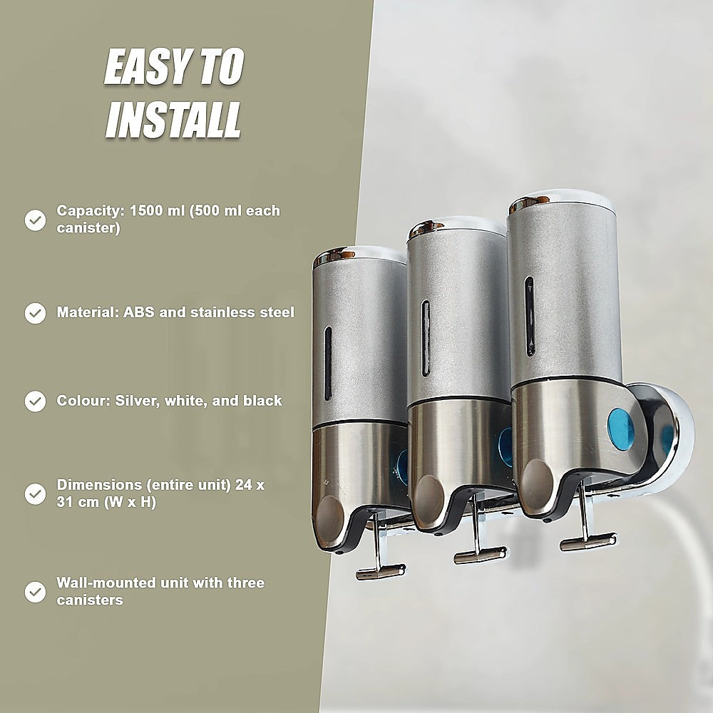 1500ml Shower Liquid Soap Body Lotion Gel Shampoo Bathroom Dispenser 10