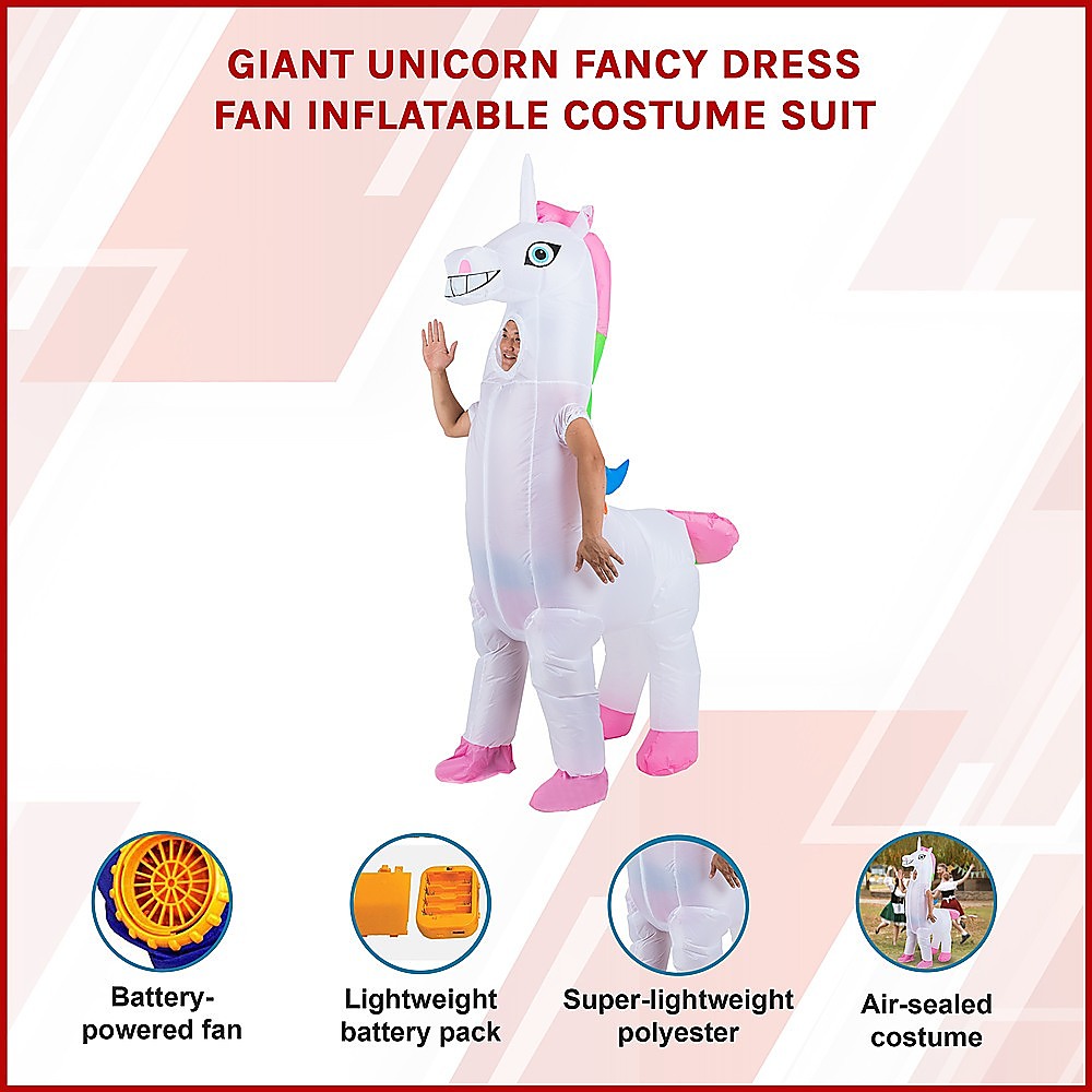 Giant Unicorn Fancy Dress Fan Inflatable Costume Suit 3