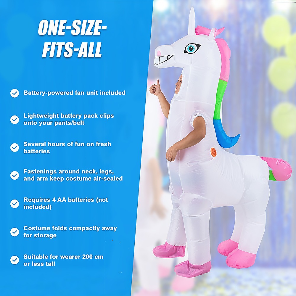 Giant Unicorn Fancy Dress Fan Inflatable Costume Suit 10