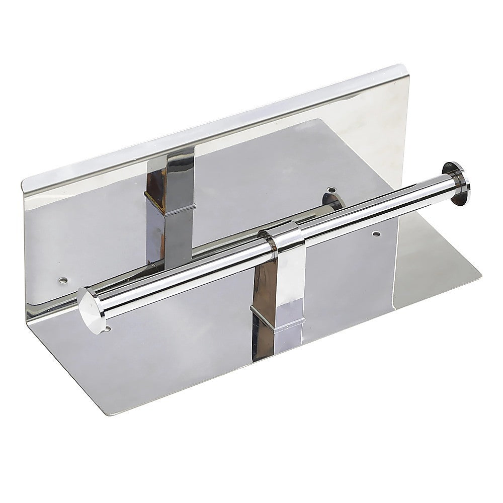 Stainless Steel Double Toilet Paper Holder Towel Roll Tissue Rack Storage Shelf 7