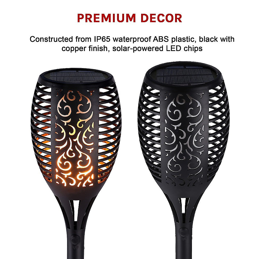 10 Pack Solar Torch Lights 96 LED Flickering Lighting Dancing Flame Garden Lamp 12