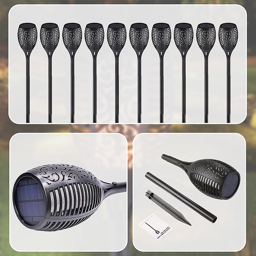 10 Pack Solar Torch Lights 96 LED Flickering Lighting Dancing Flame Garden Lamp 8
