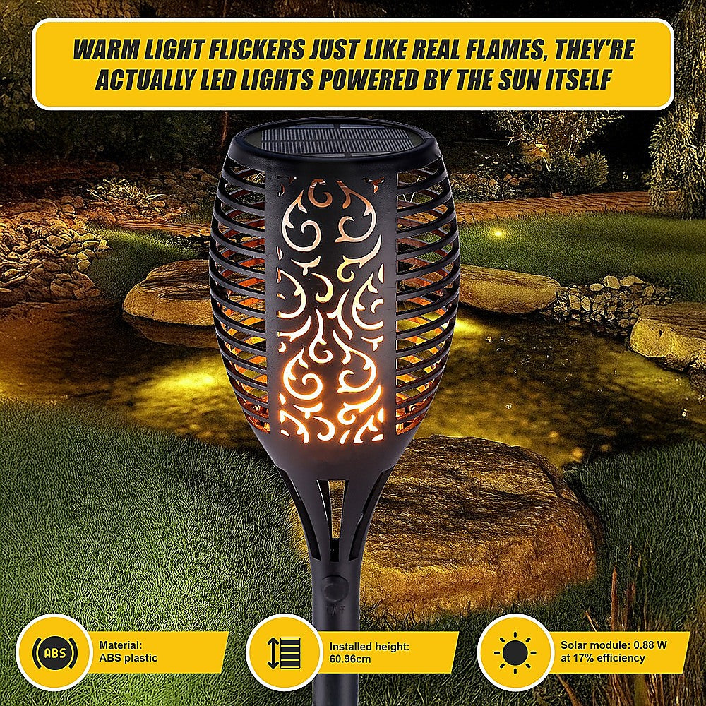 10 Pack Solar Torch Lights 96 LED Flickering Lighting Dancing Flame Garden Lamp 10