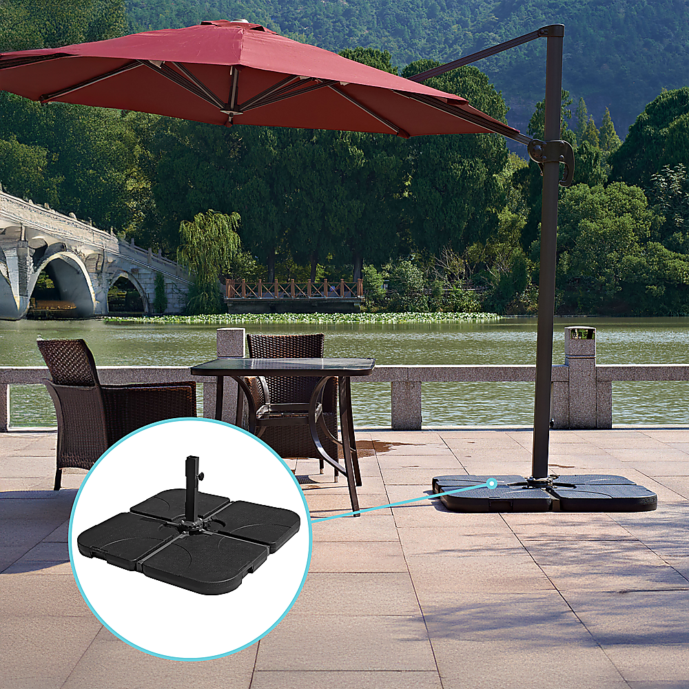 Outdoor Patio 4-Piece Cantilever Offset 3M Umbrella Base Stand Weight Water Sand 8