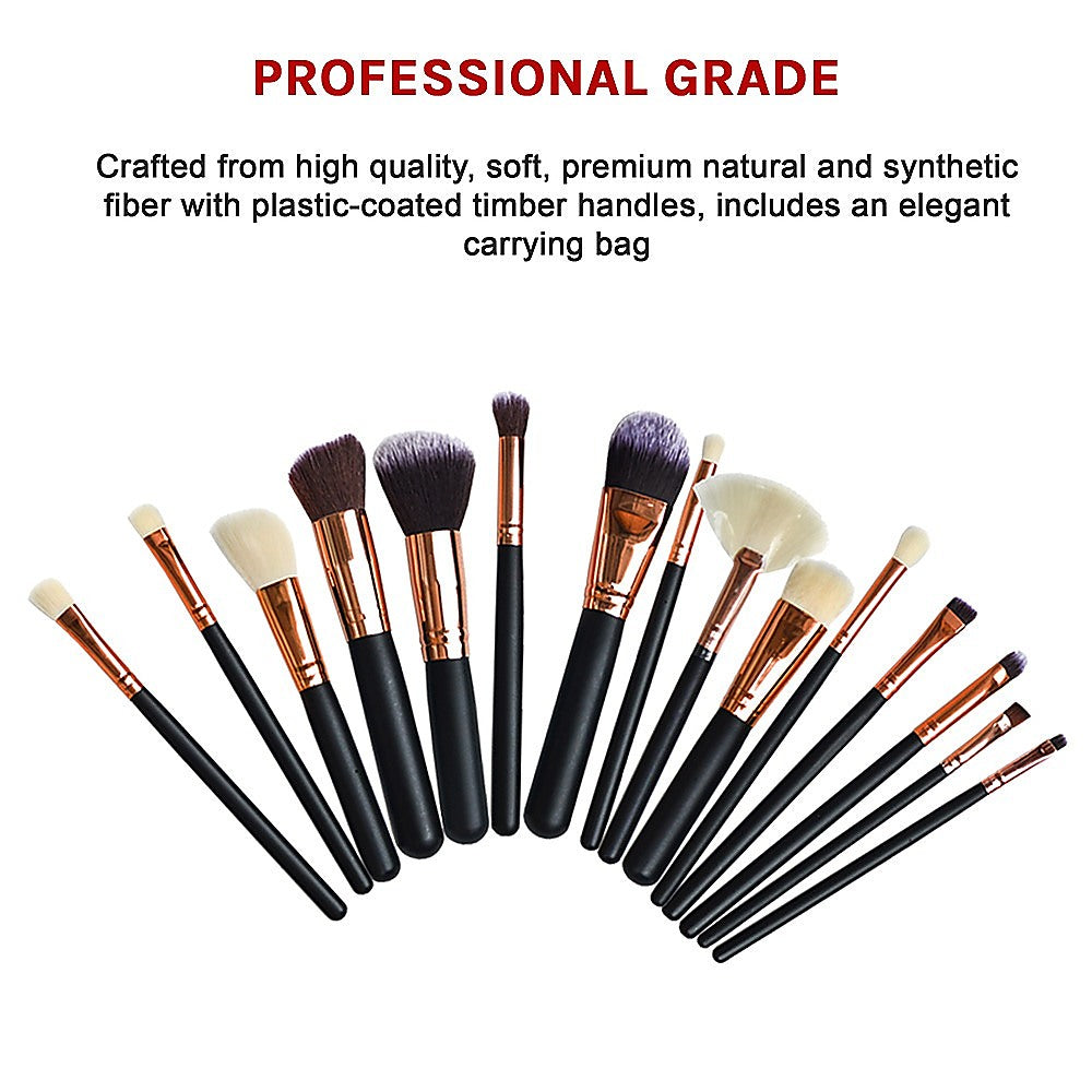 Soft 15Pcs Pro Face Powder Makeup Brushes Set Eyeshader Blending Highlight Tools 7