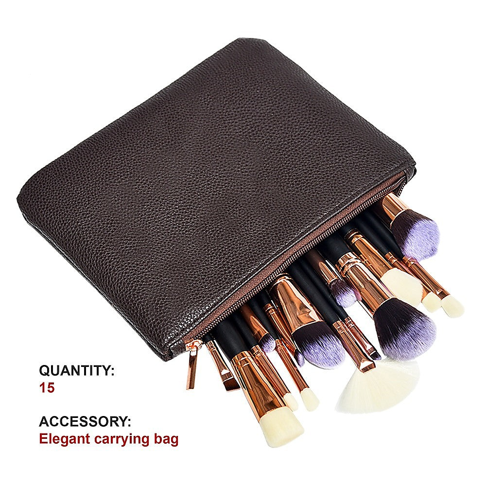 Soft 15Pcs Pro Face Powder Makeup Brushes Set Eyeshader Blending Highlight Tools 8