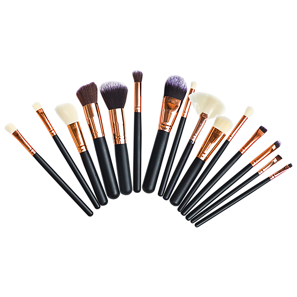 Soft 15Pcs Pro Face Powder Makeup Brushes Set Eyeshader Blending Highlight Tools 5
