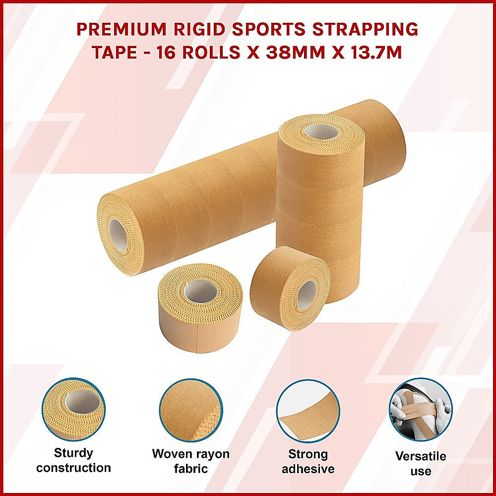 Premium Rigid Sports Strapping Tape - 16 Rolls x 38mm x 13.7m 3