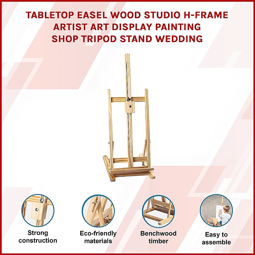 Tabletop Easel Wood Studio H-Frame Artist Art Display Painting Shop Tripod Stand Wedding 3