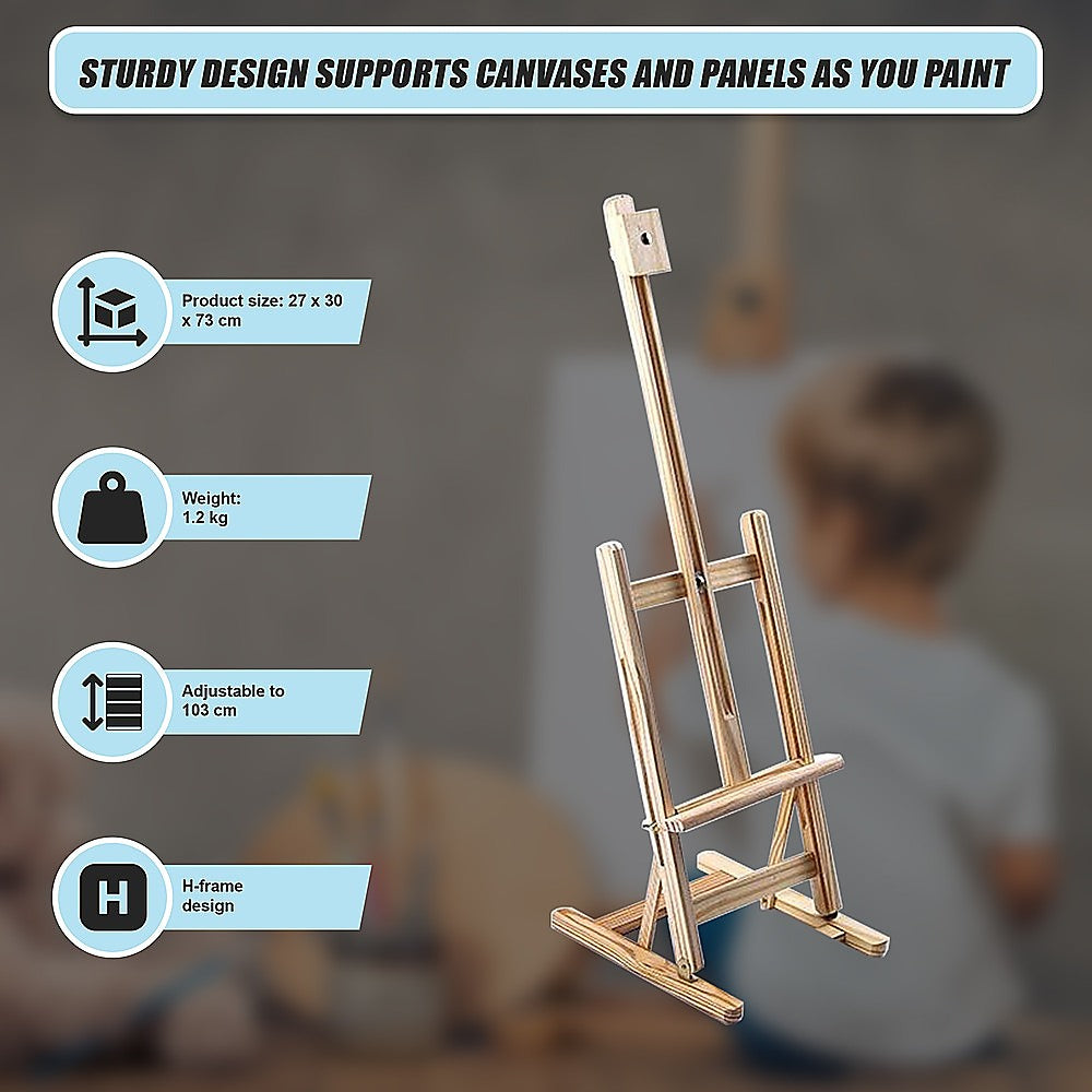 Tabletop Easel Wood Studio H-Frame Artist Art Display Painting Shop Tripod Stand Wedding 9