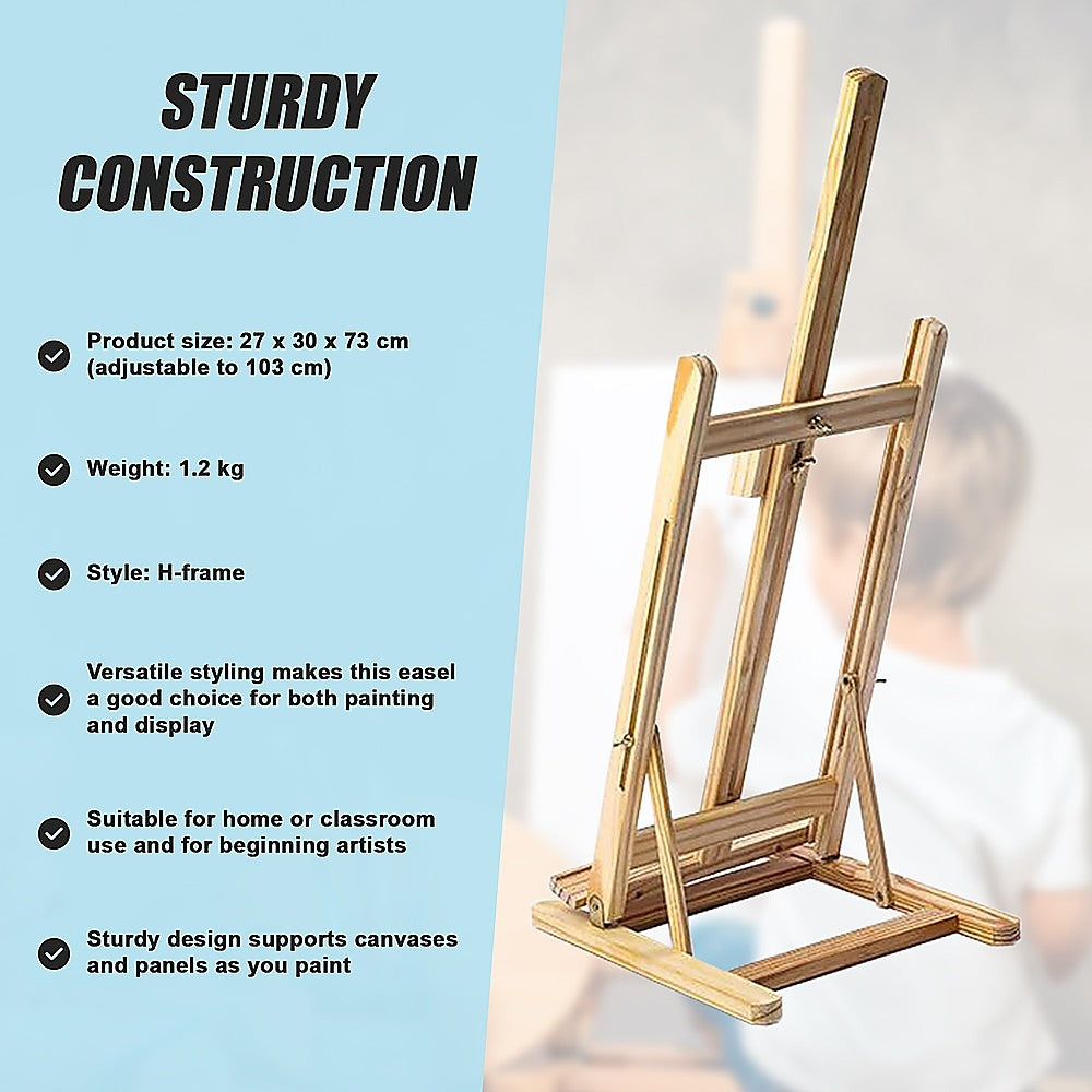 Tabletop Easel Wood Studio H-Frame Artist Art Display Painting Shop Tripod Stand Wedding 10